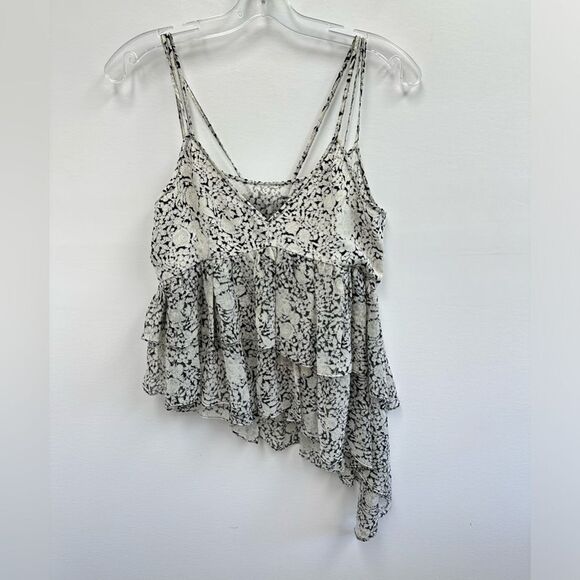 Cinq a Sept 5 a 7 100% Silk Yelena Floral Tiered Asymmetric Boho Cami Top Size S - Picture 2 of 13